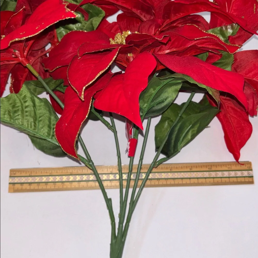 Poinsettia with GOLD ACCENTS FAUX POINSETTIA WITH GOLD TRIM Red CHRISTMAS